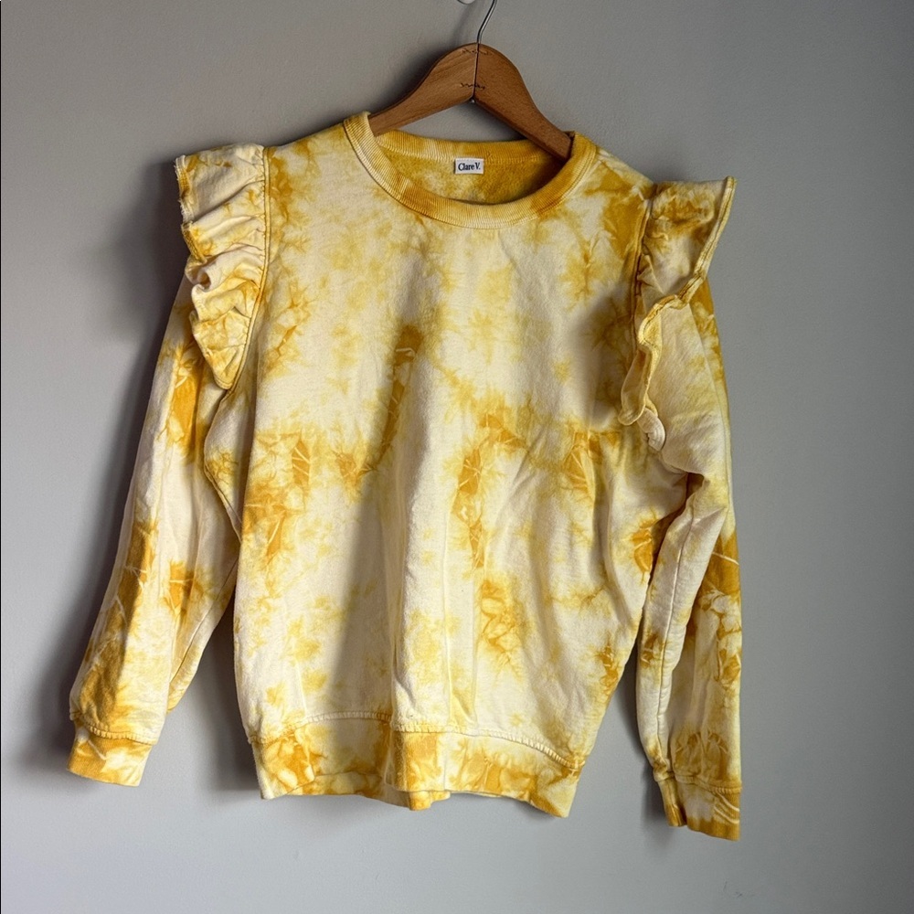 Clare V Sunburst Tie-Dye Ruffle Sweatshirt - Picture 2 of 11